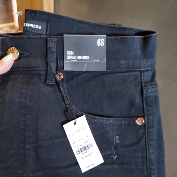 Super high waisted black slim jeans 6 SHORT - Picture 10 of 11